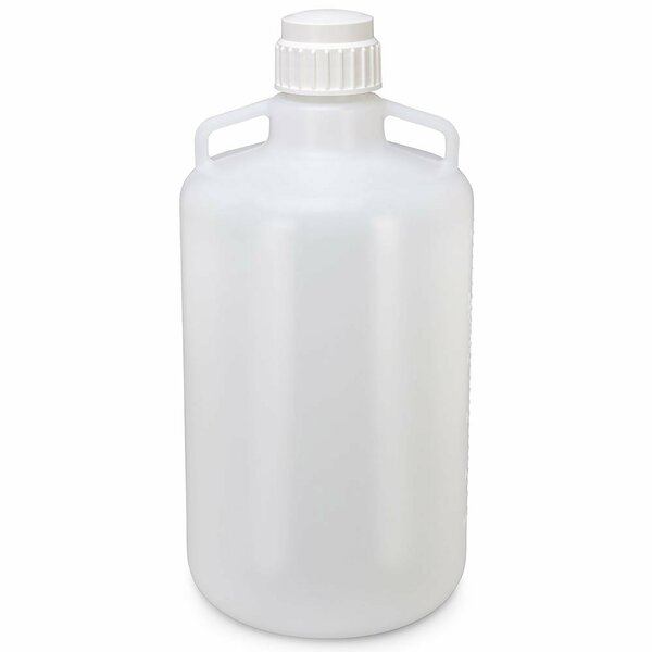 Globe Scientific Carboy, Round with Handles, PP, White PP Screwcap, 25 Liter, Molded Graduations, Autoclavable 7200025